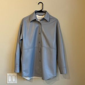 Babaton Faux Leather Shacket - light blue Pelli Shirt Jacket